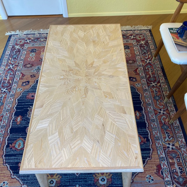 contemporary ash coffee table with parquet top