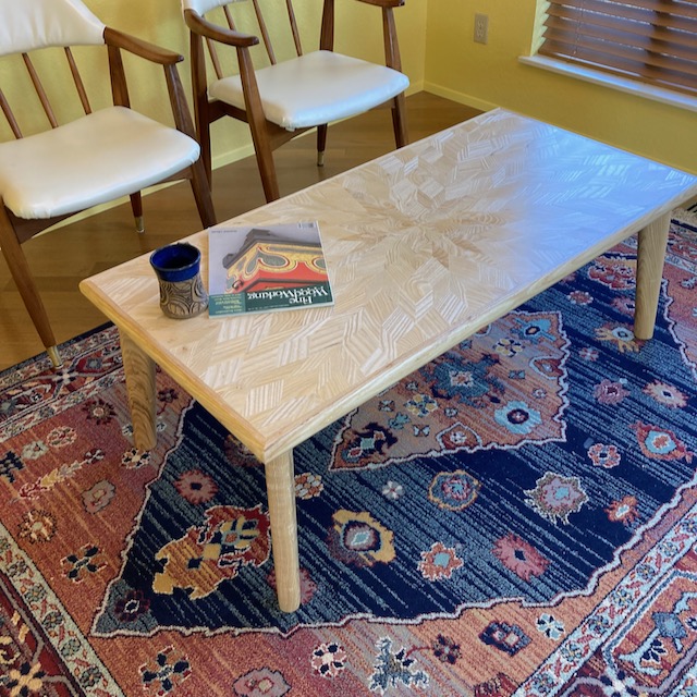 contemporary ash coffee table with parquet top